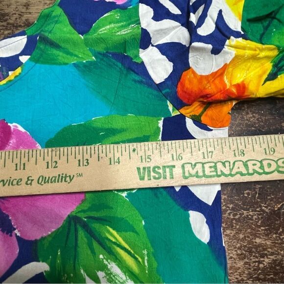 90s‎ Jams World Floral Tropical Flowy Printed Mini Dress Tiered Vintage S - Picture 7 of 10